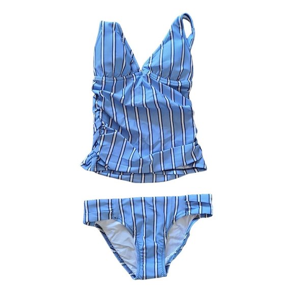 Draper James X Helen Jon Convertible Tankini Blue Stripe Women's Size XS NEW - Picture 1 of 11